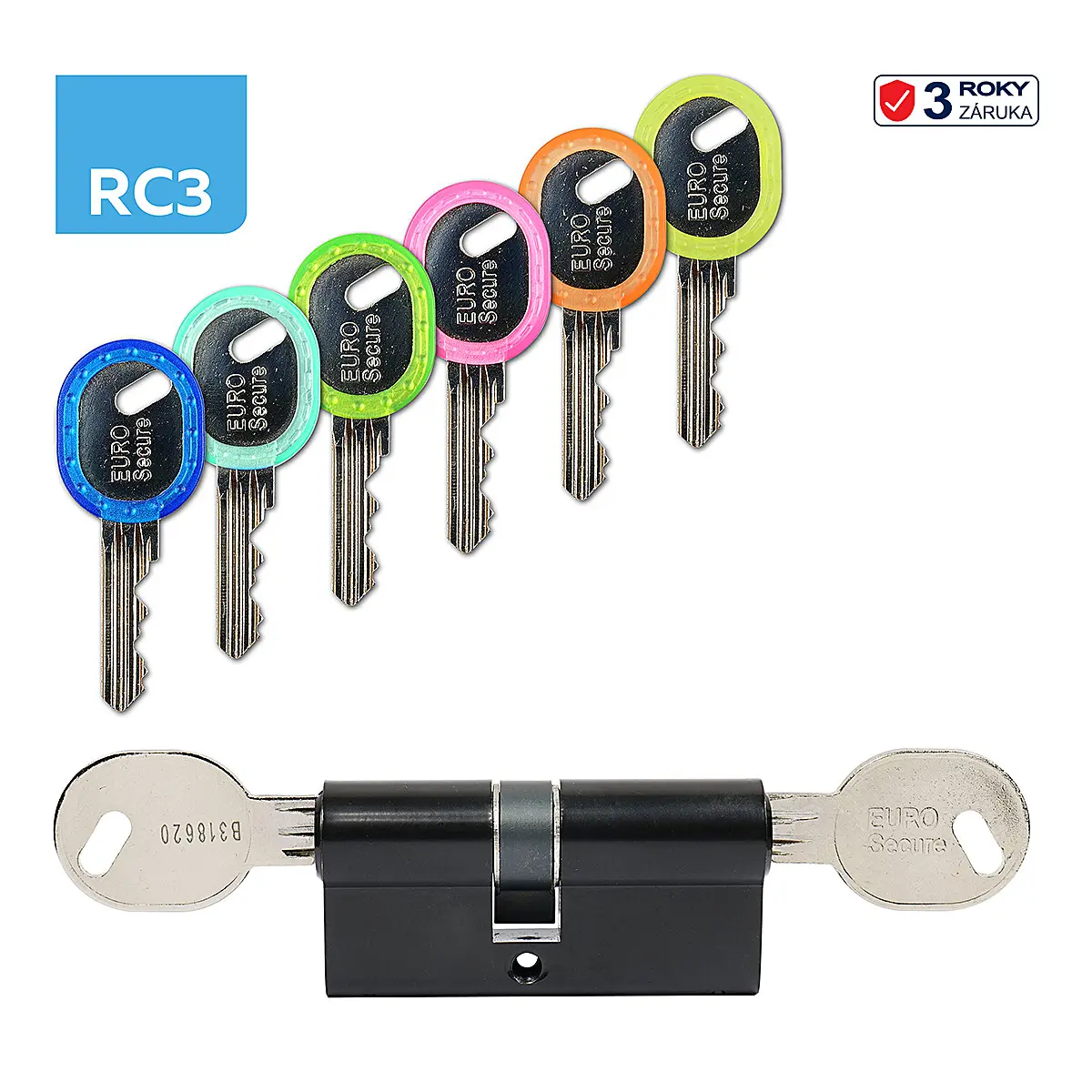 Cylindrická bezpečnostní vložka oboustranná RICHTER EURO SECURE R3, Vložka oboustranná