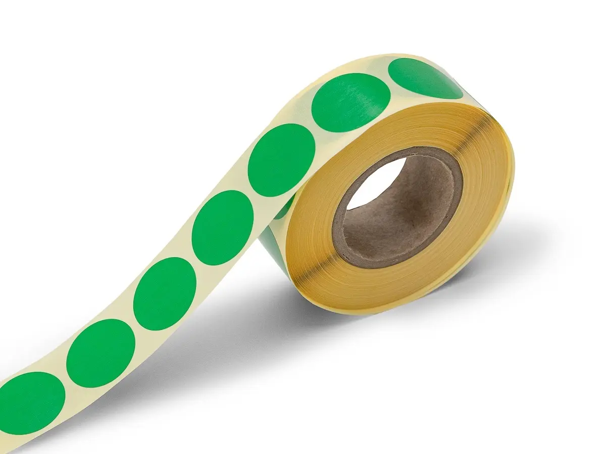 Samolepící kolečka zelená, průměr 25 mm, 1000 ks na roli