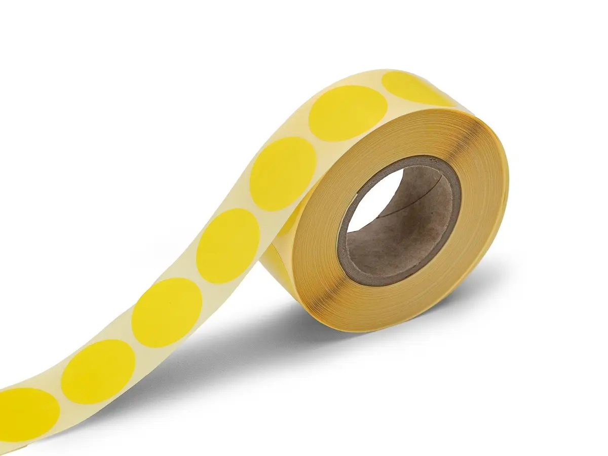Samolepící kolečka žlutá, průměr 25 mm, 1000 ks na roli