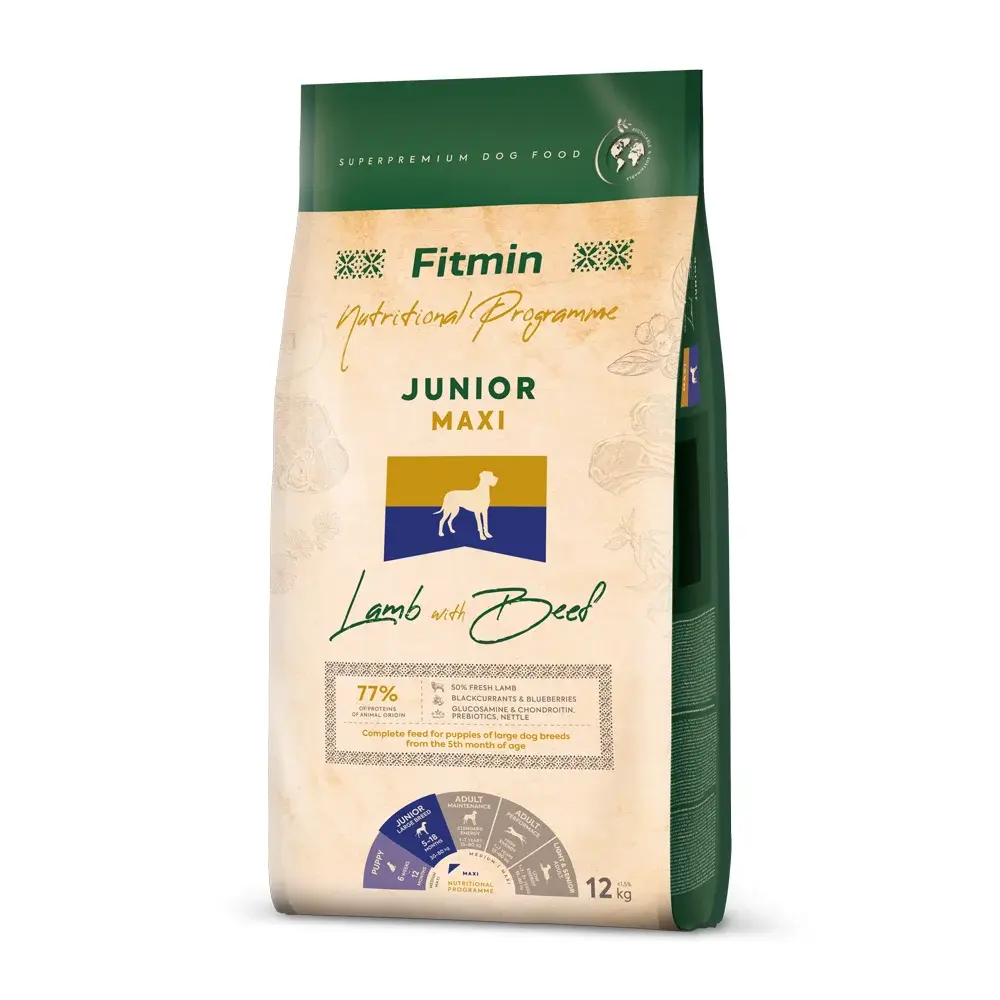 Dibaq a.s. Fitmin dog maxi junior lamb beef - 12 kg