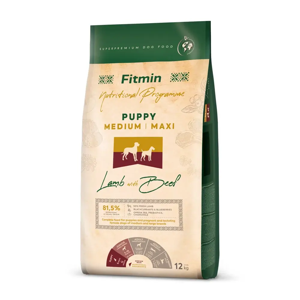 Dibaq a.s. Fitmin dog medium maxi puppy lamb beef - 12 kg