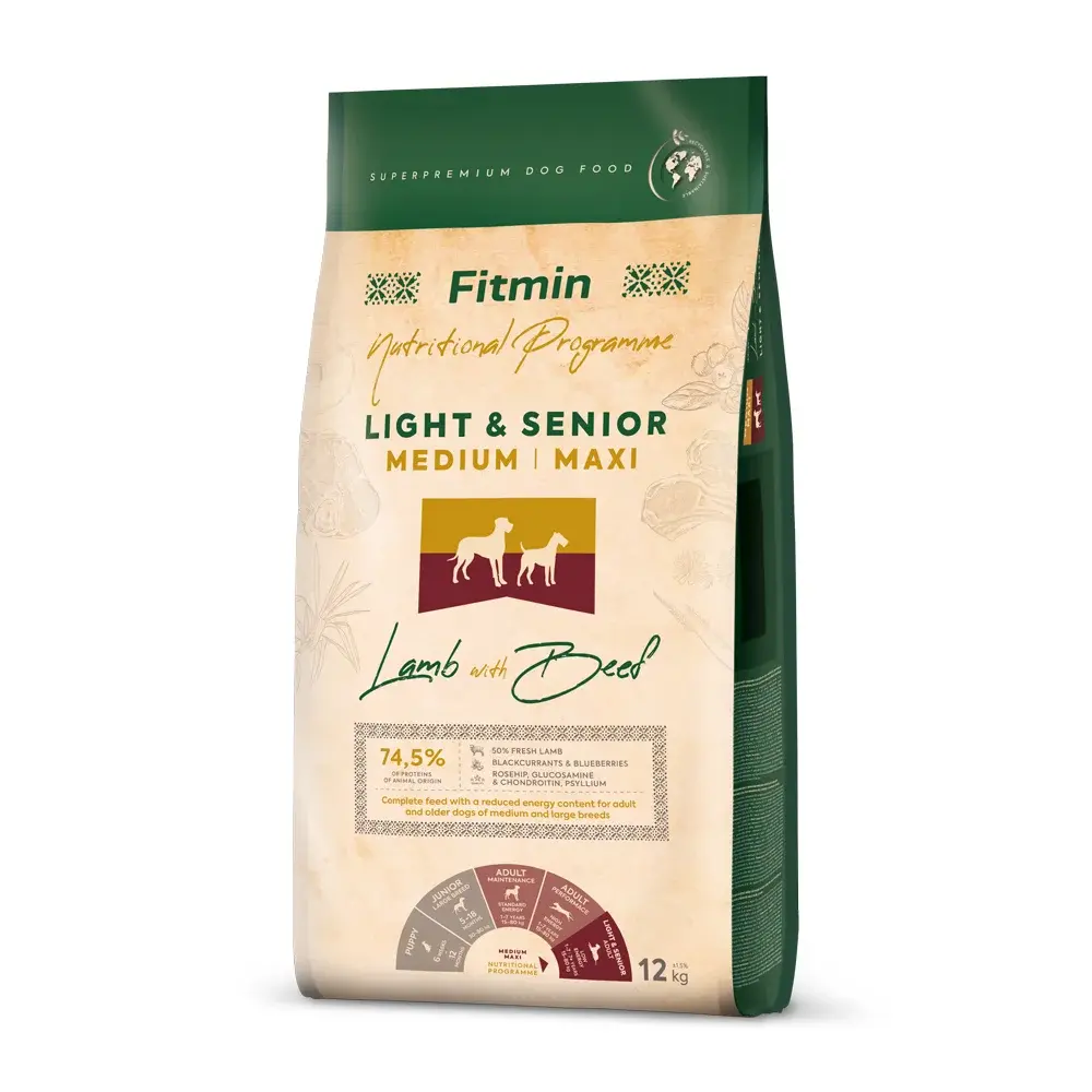 Dibaq a.s. Fitmin dog medium maxi light senior lamb beef - 12 kg