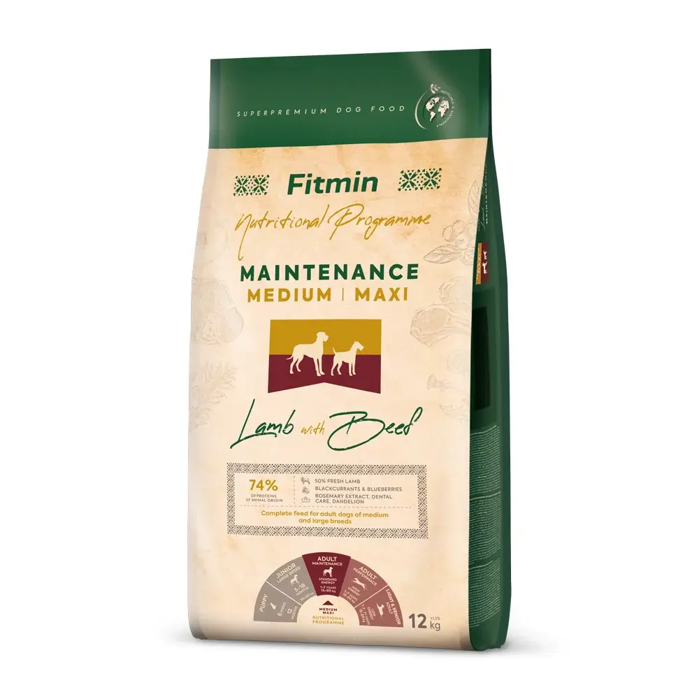 Dibaq a.s. Fitmin dog medium maxi maintenance lamb beef - 12 kg