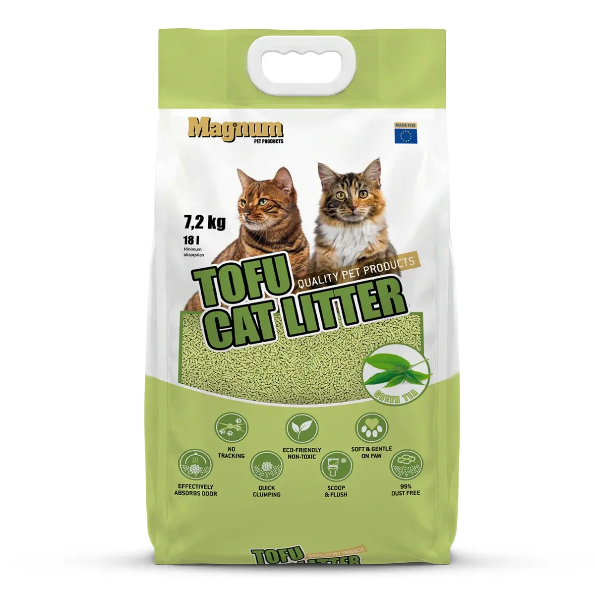 Magnum TOFU cat litter GREEN TEA 7,2kg/min. absorpce 18l