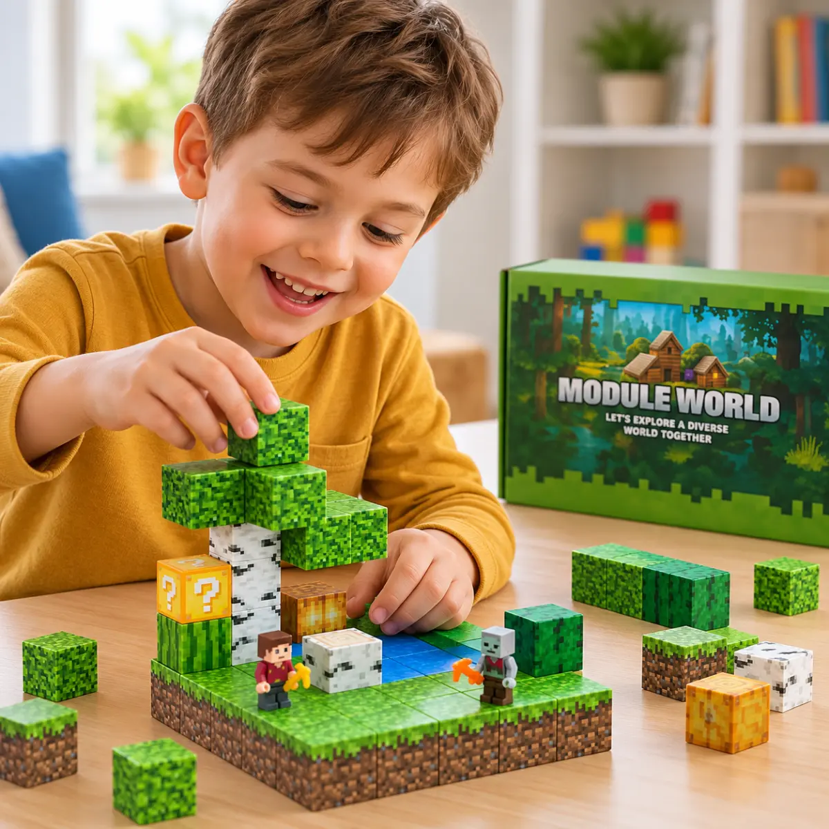 Magnetická stavebnice Module World – 48 kostiček + 2 figurky