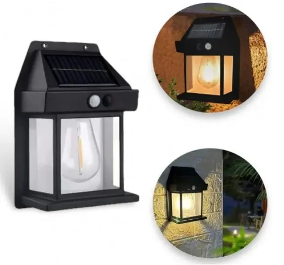Solární zahradní nástěnná lampa Solar Interaction YX-777 - černá