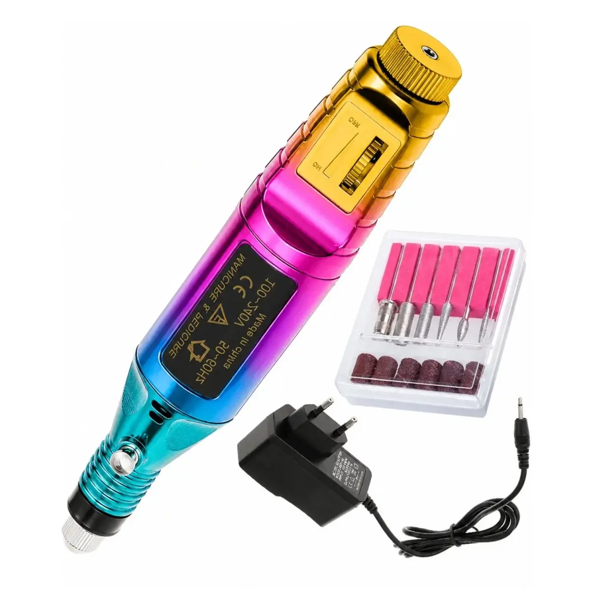 Zaparkorun Profesionální elektrická bruska na nehty XW-022 - duhová