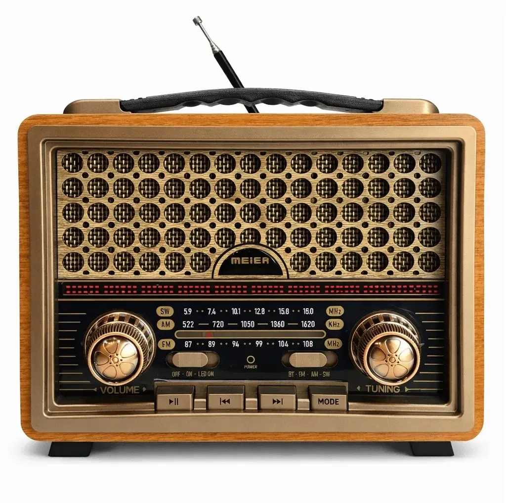MEIER Přenosný retro Bluetooth reproduktor s rádiem Meier M-2013BT (FM / AM / SW)