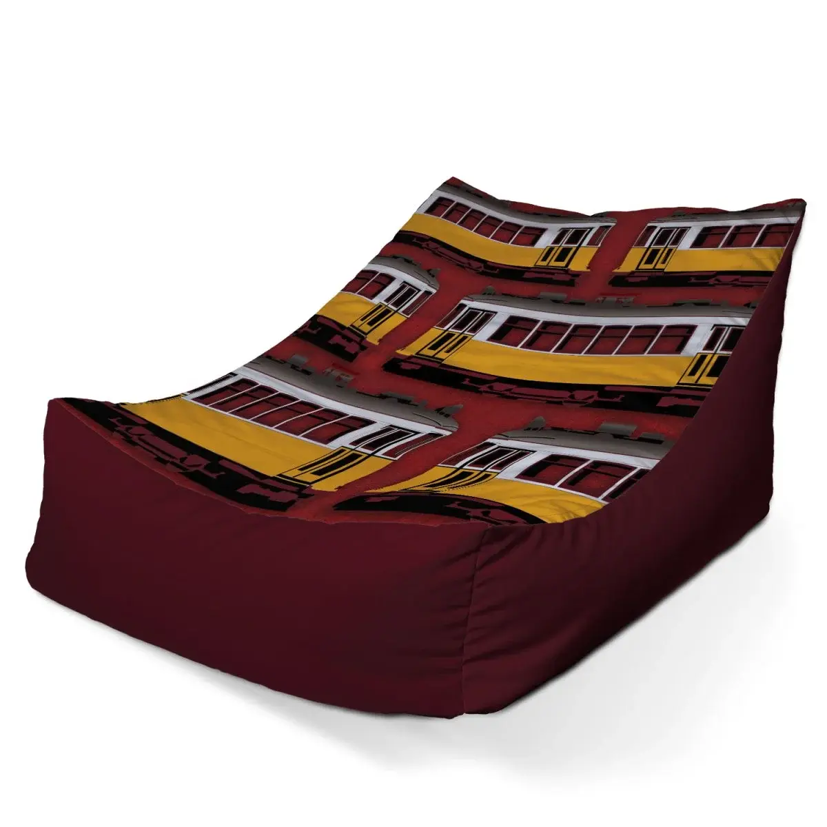Sedací vak Lounge Lisabonské historické tramvaje Červený Pattern - 120 x 100 x 80 cm