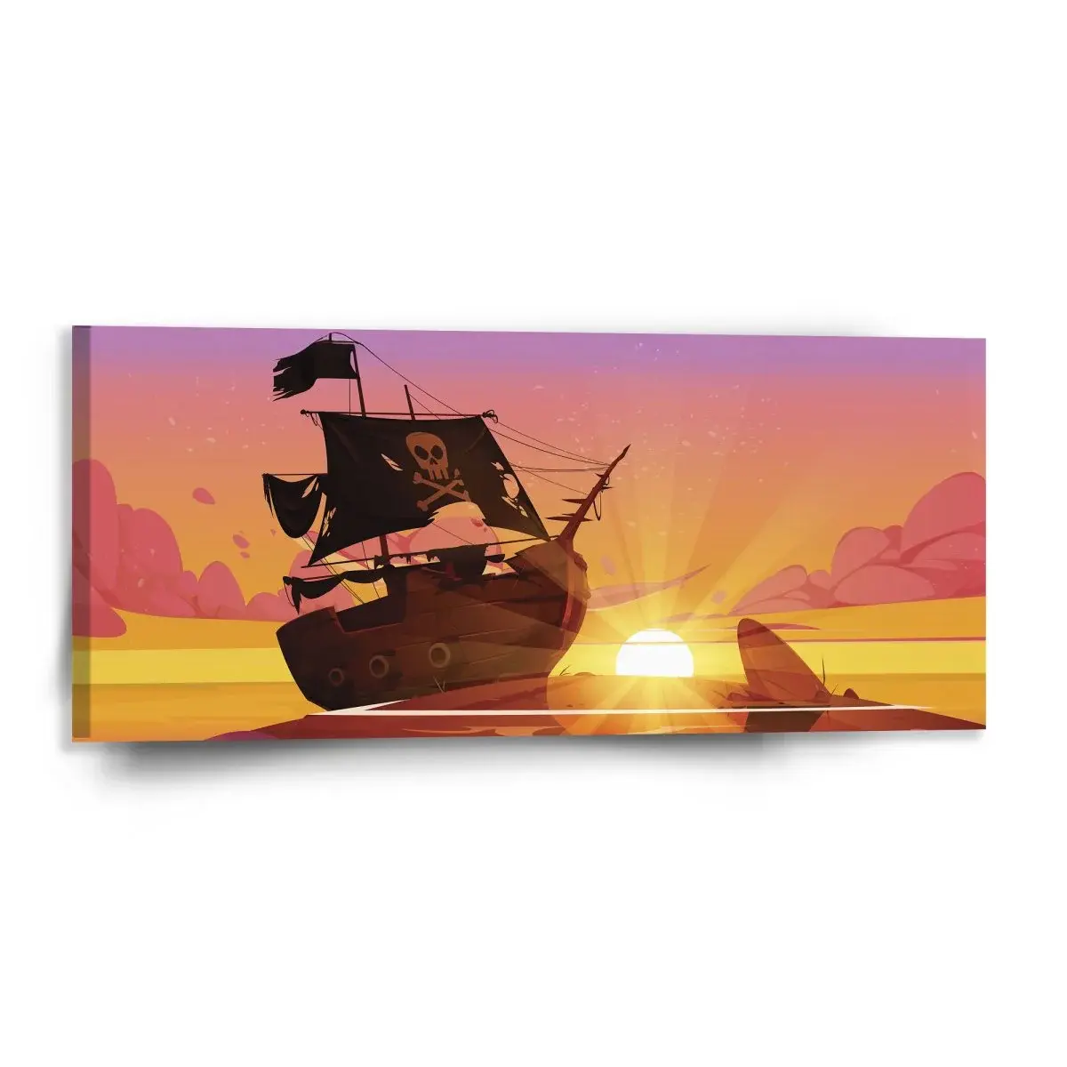 Obraz Pirátská loď při západu slunce - 110x50 cm