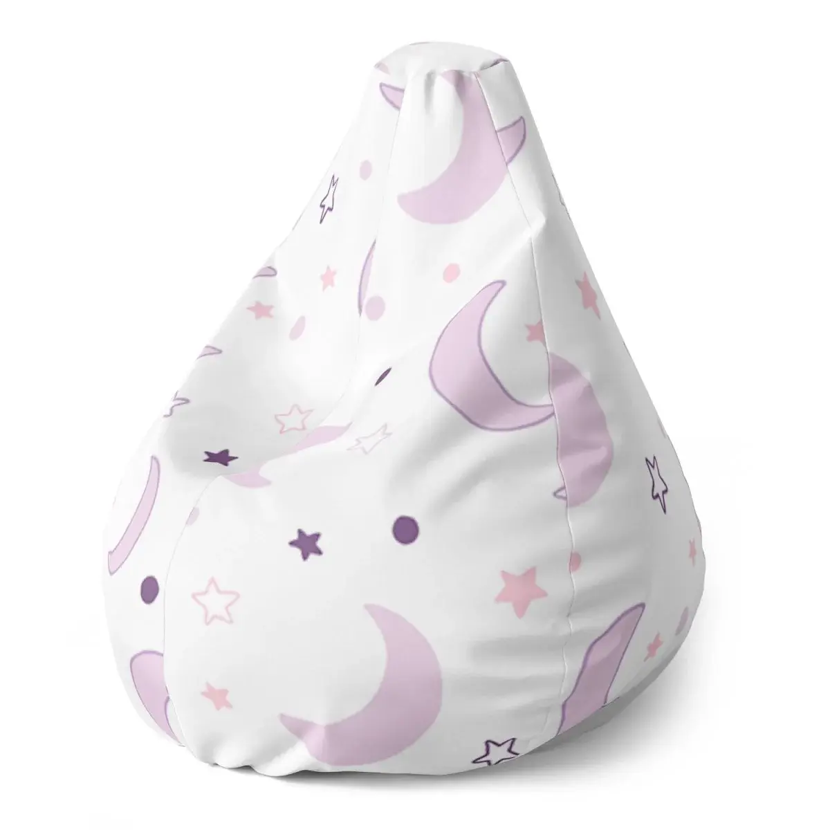 Sedací vak Pear Fialové měsíčky - 70 x 95 x 15 cm