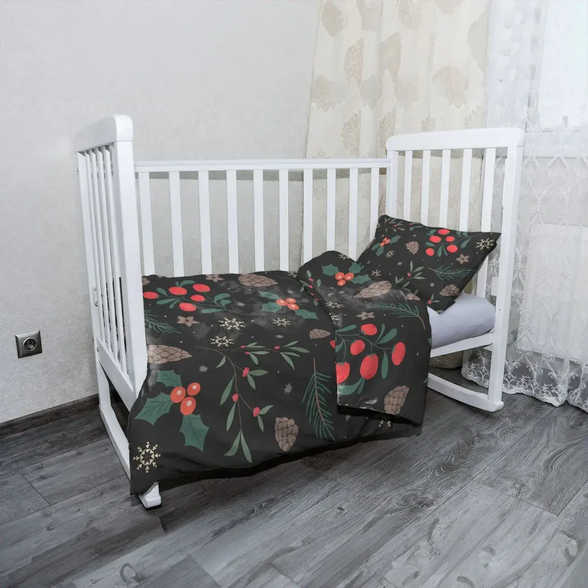 Vánoční dětské povlečení do postýlky Sváteční les - 120x90 / 40x60