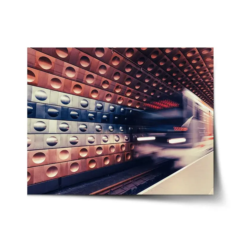Plakát Metro v barevné stanici - 90x60 cm