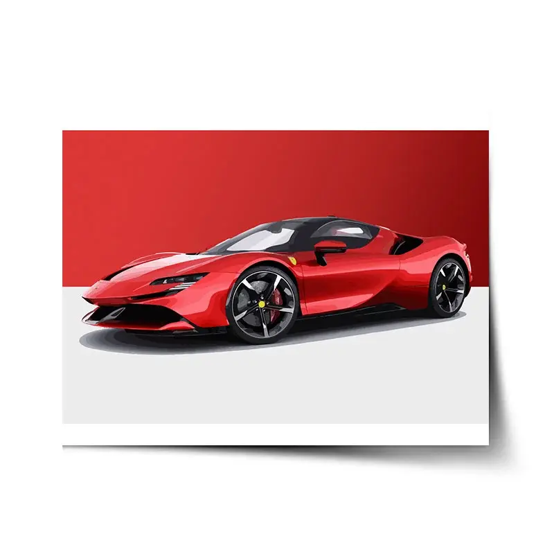 Plakát Ferrari na červenobílé -