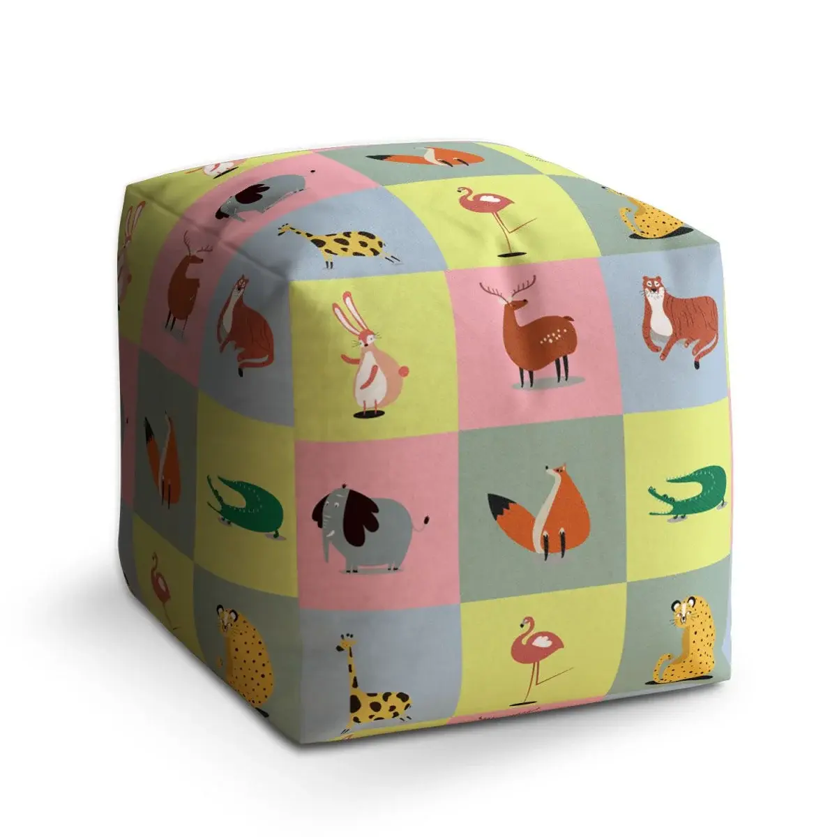 Taburet Cube Zvířátka ze Zoo - 40x40x40 cm