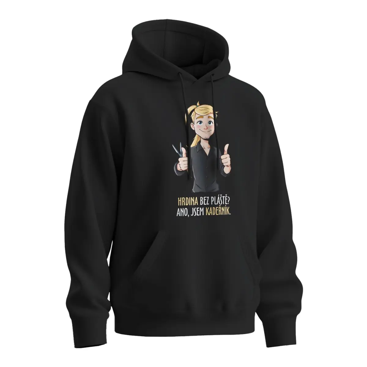 Mikina s potiskem Ano, jsem kadeřník - černá XL