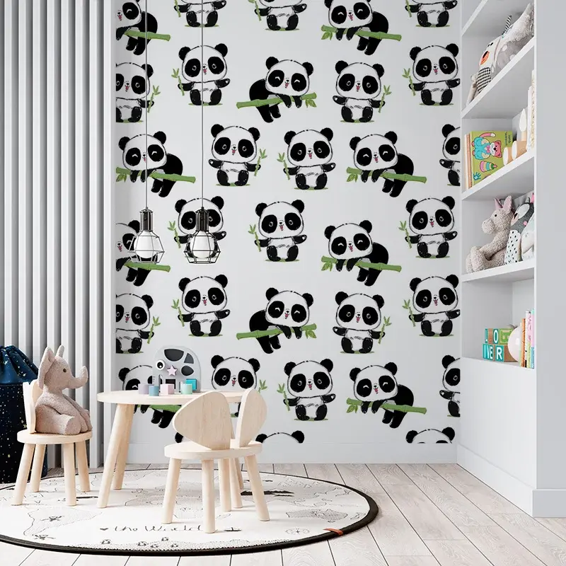 Tapeta Pandy s větvičkou - 125x75 cm