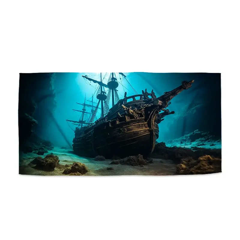 Ručník Vrak dřevěné lodi na dně moře - 50x100 cm