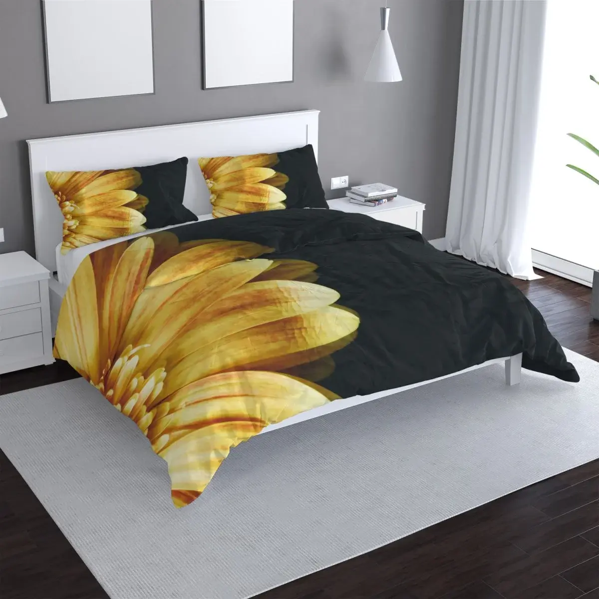 Povlečení žlutá gerbera - 140x220 / 90x70