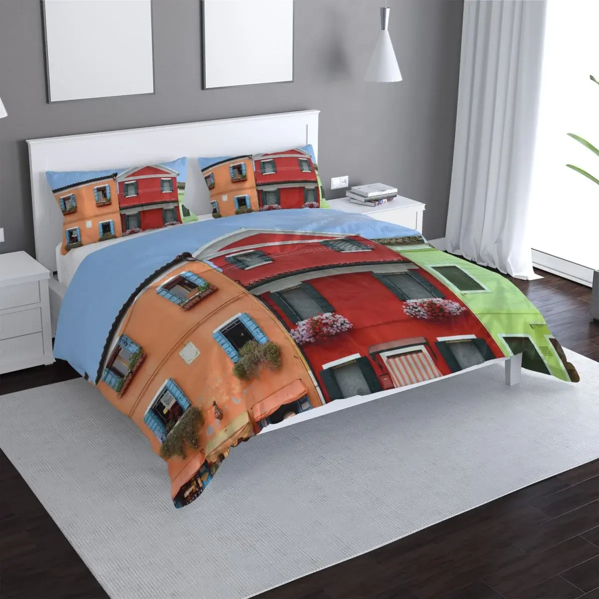 Povlečení Domky - 140x200 / 90x70