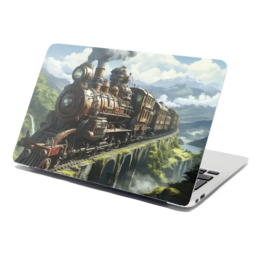Samolepka na notebook Parní lokomotiva na viaduktu - 38x26 cm
