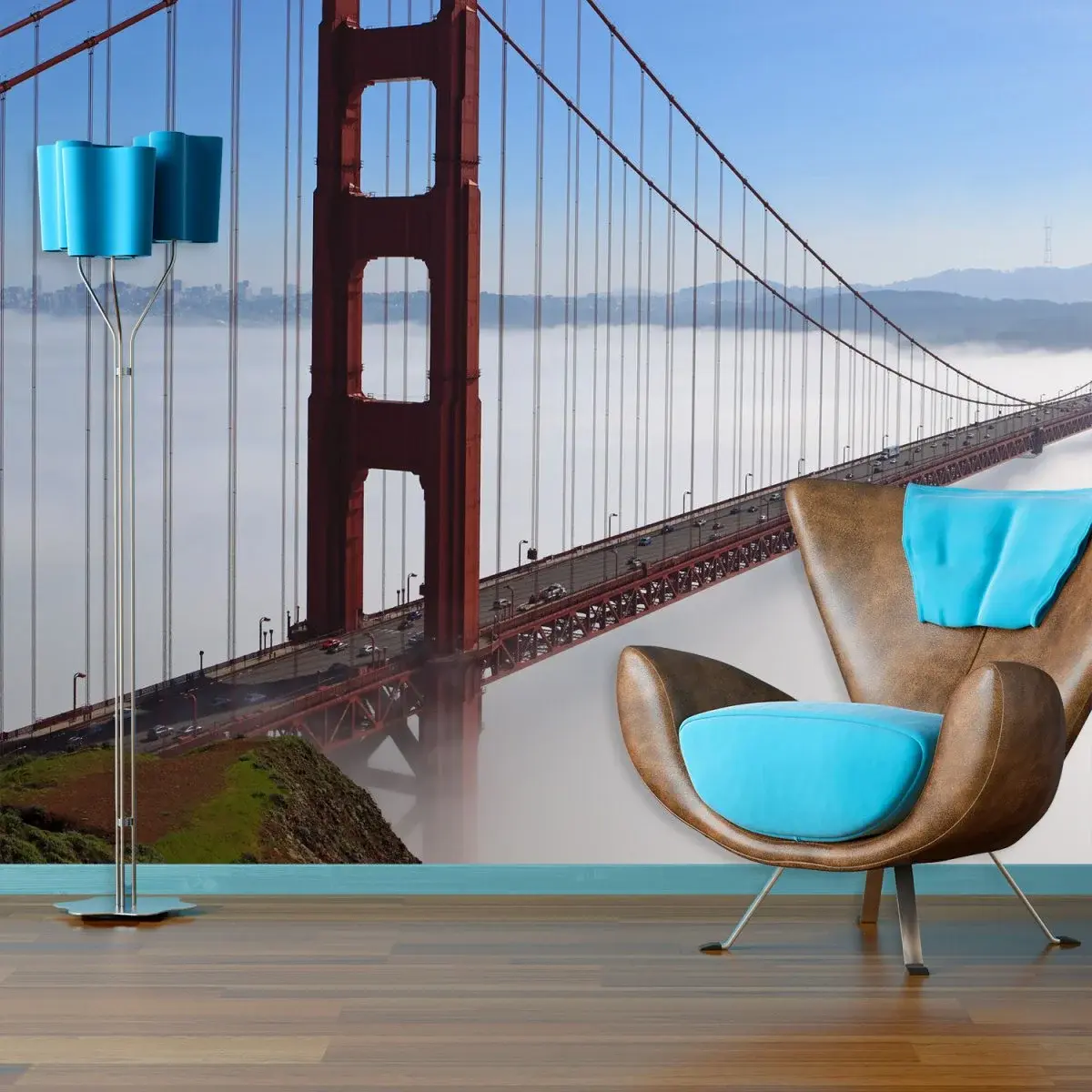Tapeta Golden Gate v mlze - 125x75 cm