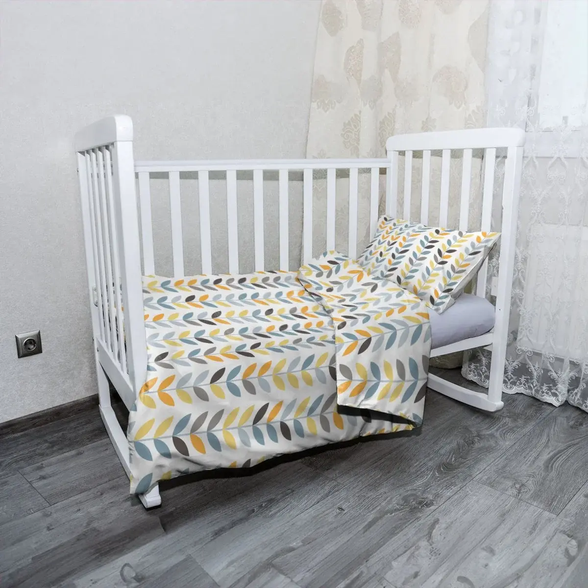 Mikroplyšové dětské povlečení do postýlky Barevné lístky - 120x90 / 40x60