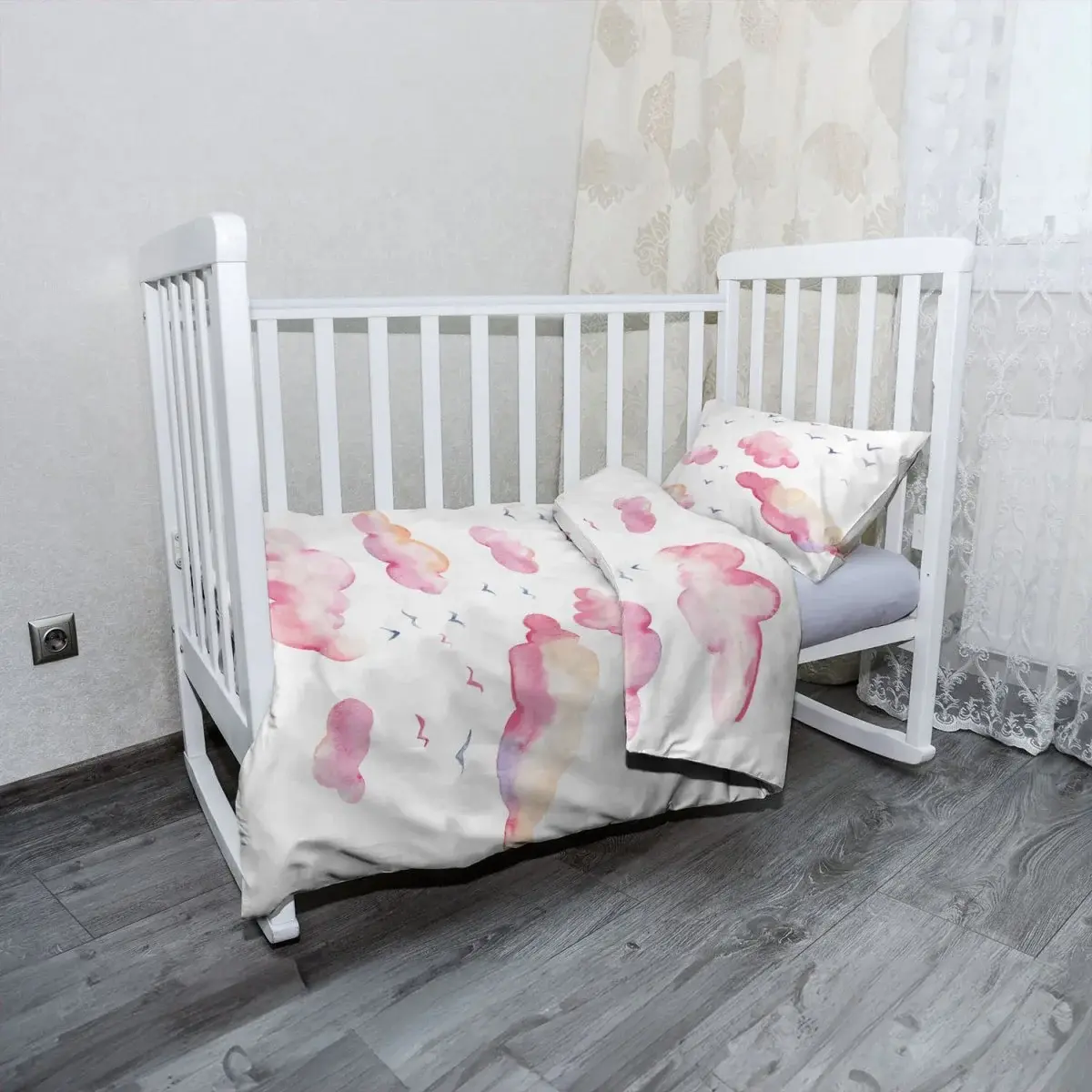 Dětské povlečení do postýlky Růžové mraky - 130x90 / 40x60