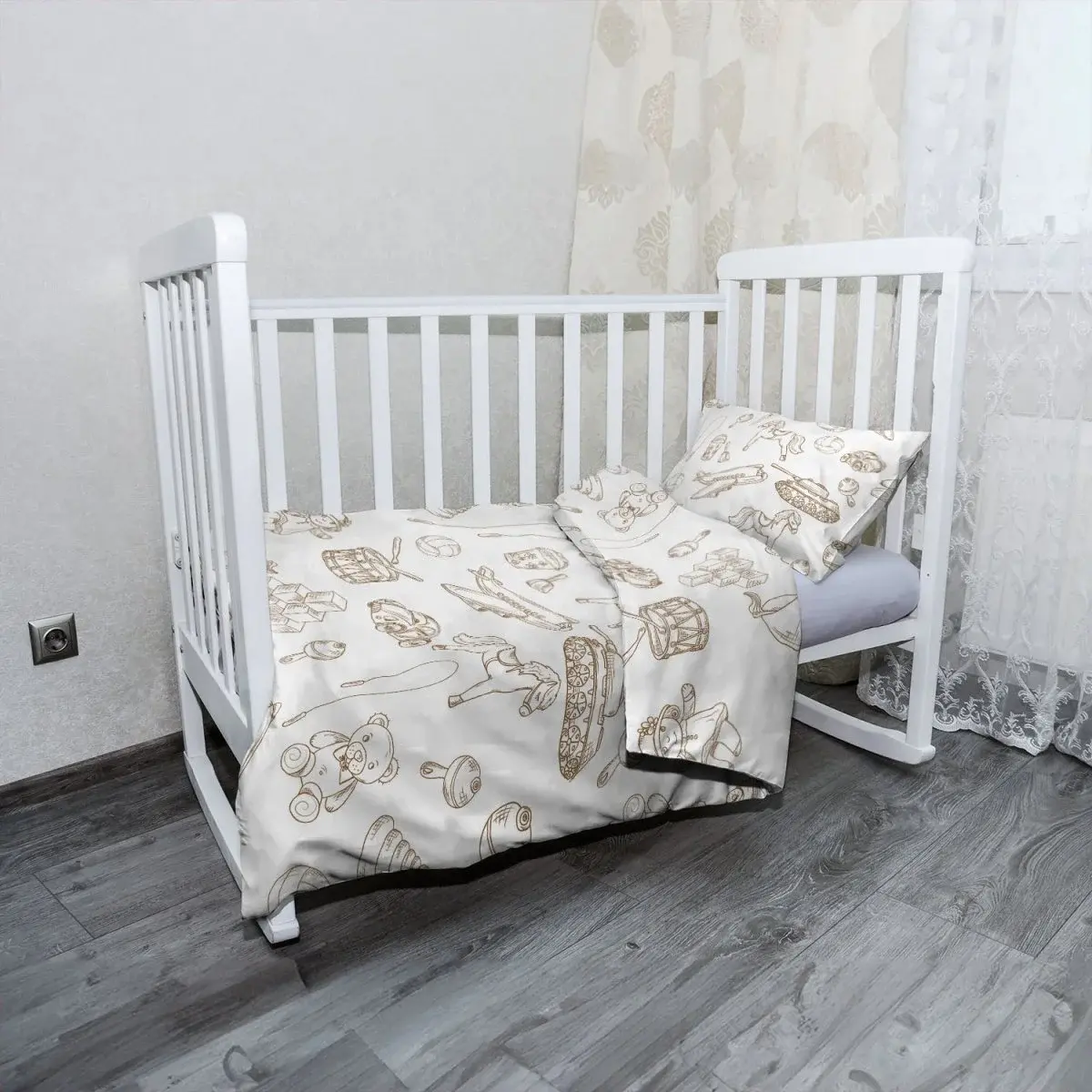 Mikroplyšové dětské povlečení do postýlky Dětská doprava - 120x90 / 40x60