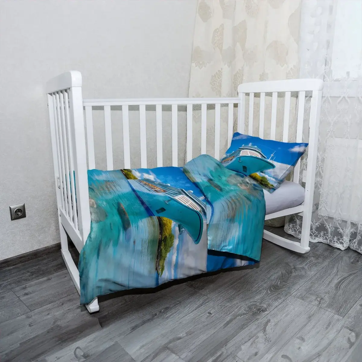 Mikroplyšové dětské povlečení do postýlky Luxusní výletní loď v tropickém ráji - 120x90 / 40x60