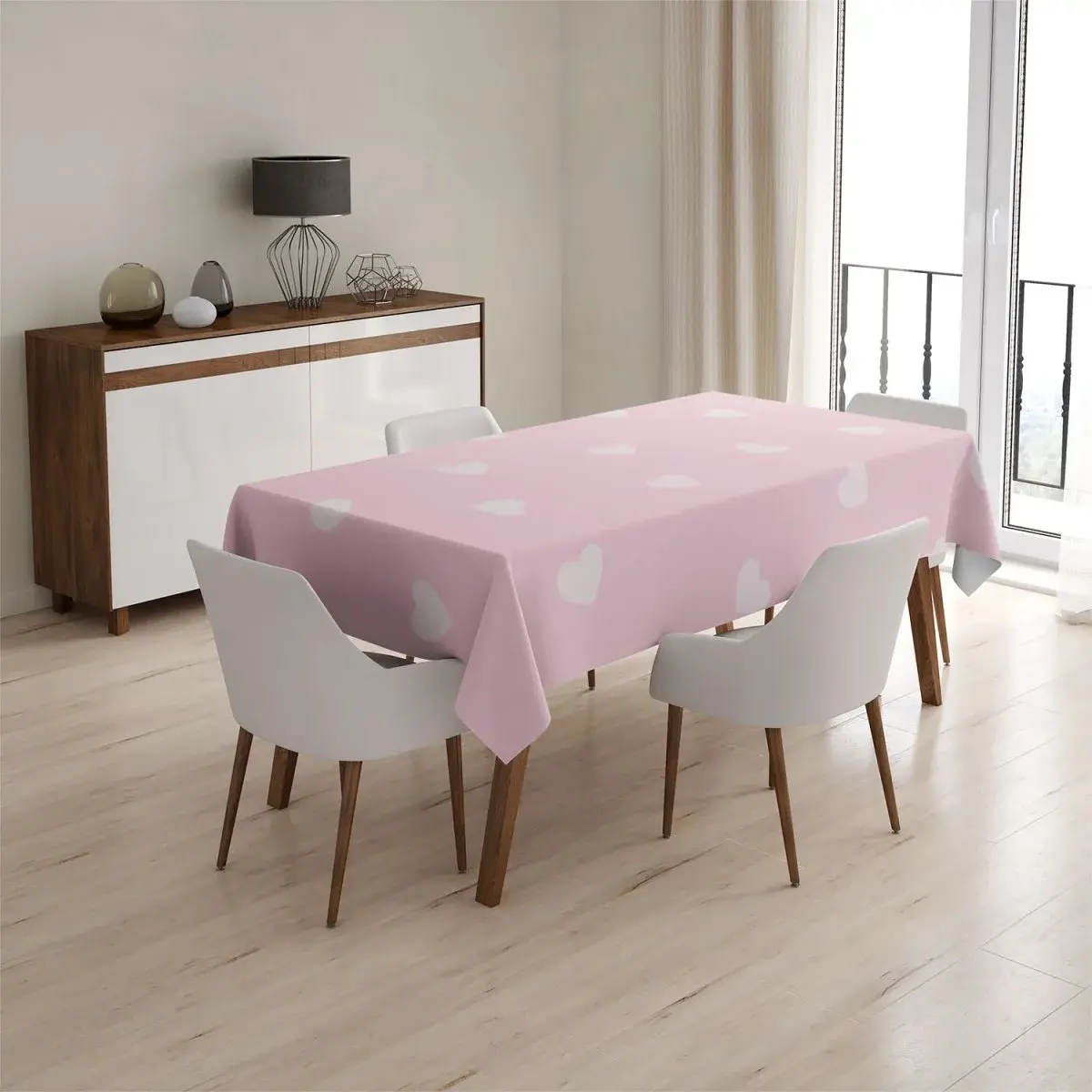 Ubrus Růžová srdíčka - 130x130 cm