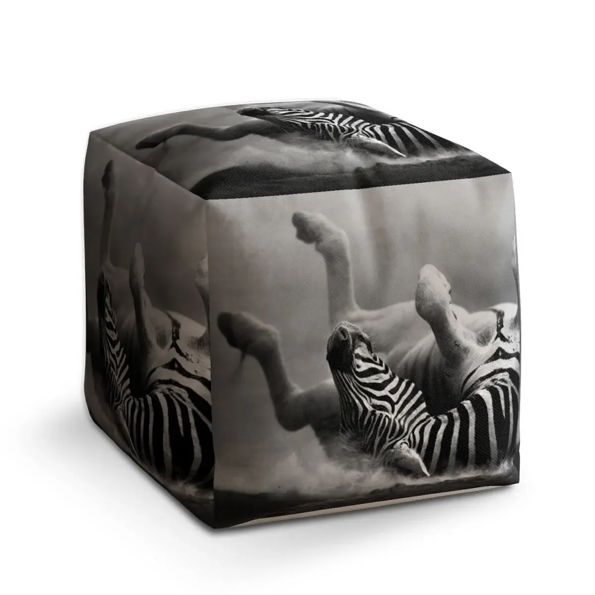 Taburet Cube Válející se zebra - 50x50x50 cm