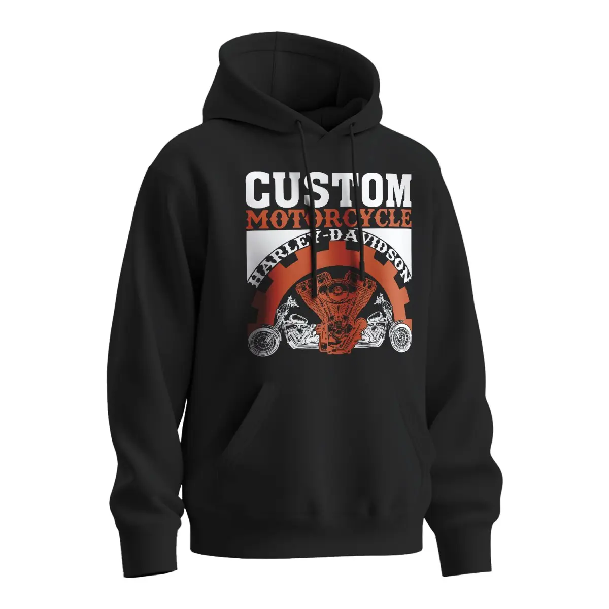Mikina s potiskem Harley-Davidson motor - černá 2XL