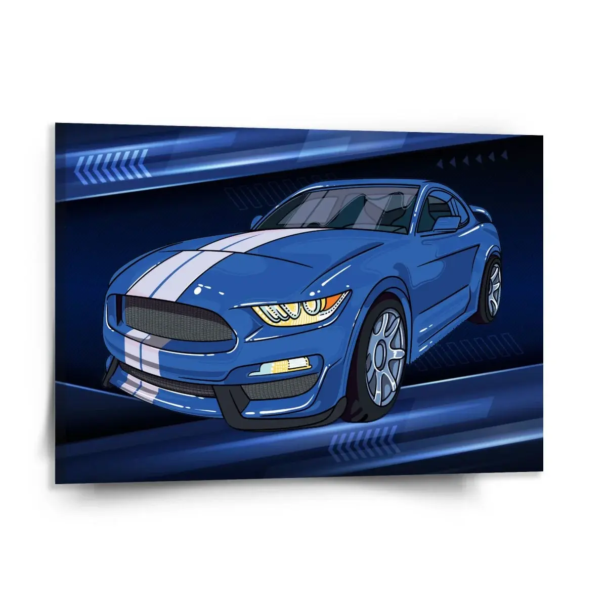Obraz Mustang Modré pozadí s pruhy - 150x110 cm