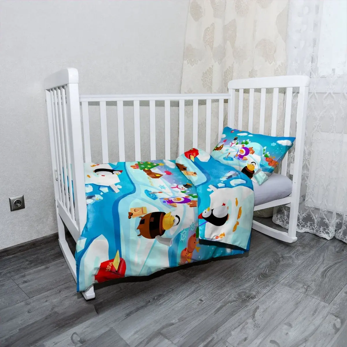 Mikroplyšové dětské povlečení do postýlky Antarktida - 130x90 / 40x60