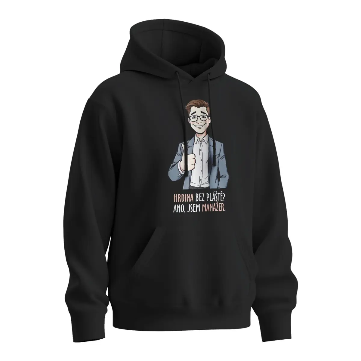 Mikina s potiskem Ano, jsem manažer - černá 4XL