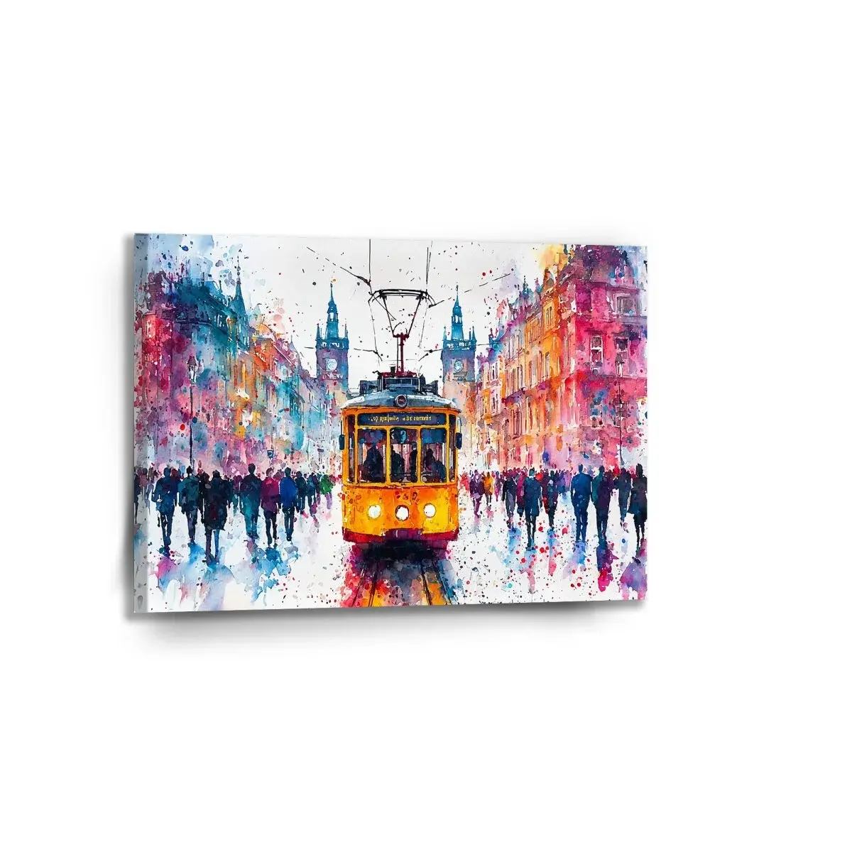 Obraz Žlutá tramvaj Paint - 90x60 cm