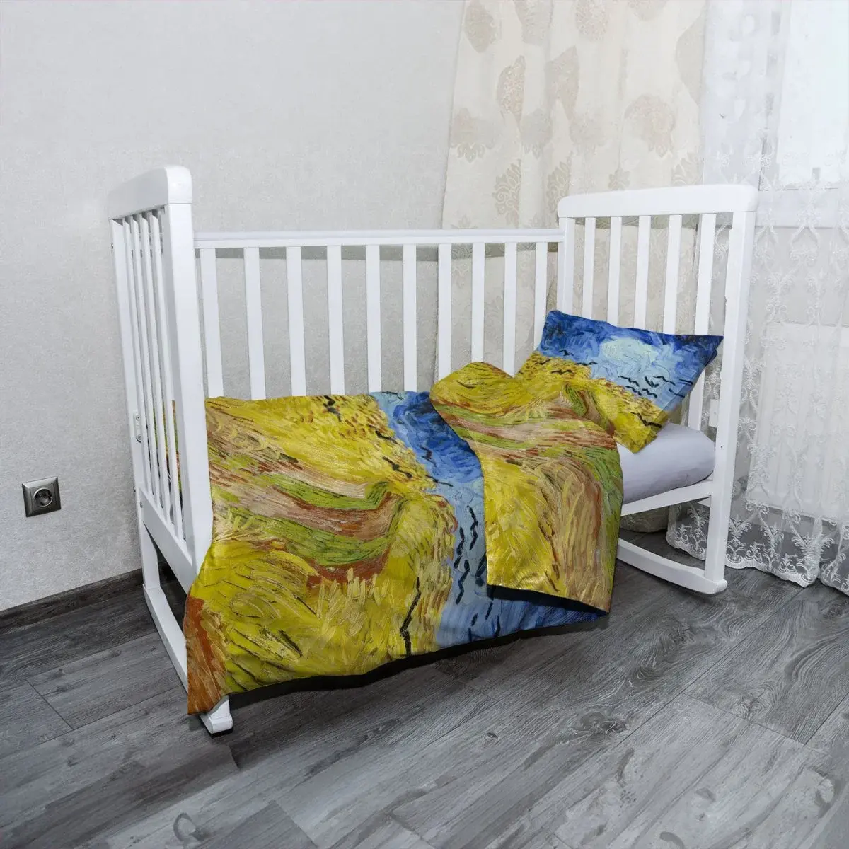 Mikroplyšové dětské povlečení do postýlky Pšeničné pole s vránami - Vincent van Gogh - 100x135 / 40x60