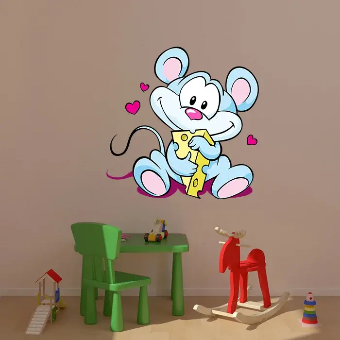 Samolepka na zeď: Myška se sýrem -