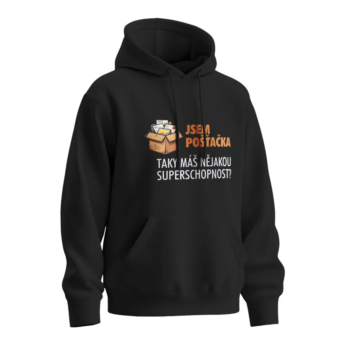 Mikina s potiskem Jsem pošťačka, taky máš nějakou superschopnost? - černá 4XL