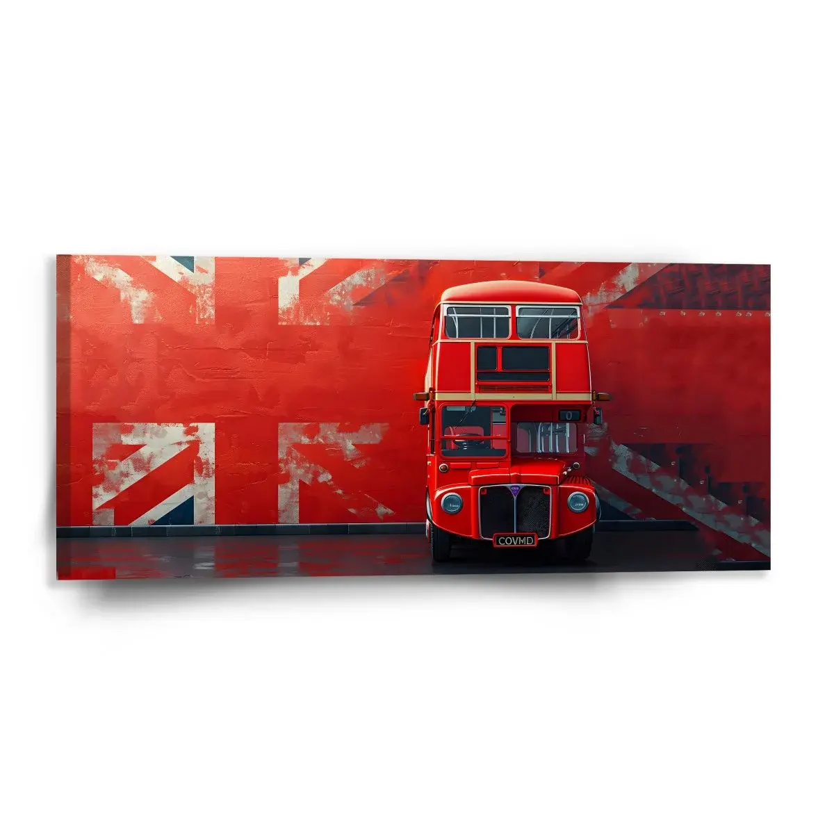 Obraz Červený patrový autobus Vlajka - 110x50 cm