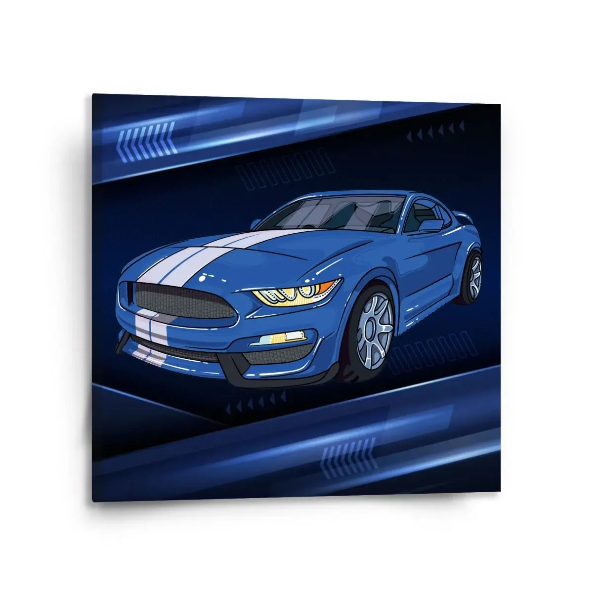 Obraz Mustang Modré pozadí s pruhy - 110x110 cm