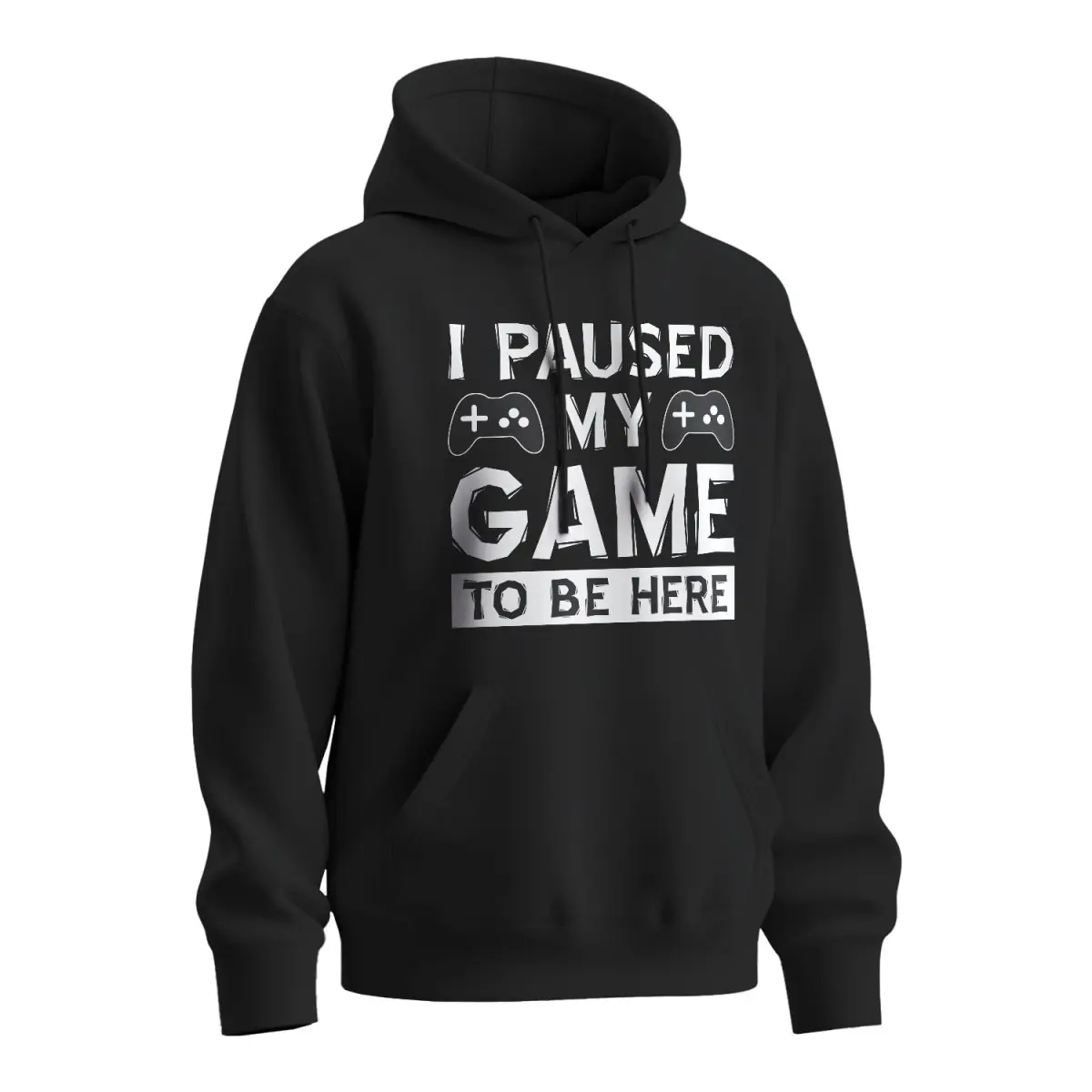 Mikina s potiskem I paused my GAME to be here - černá 4XL