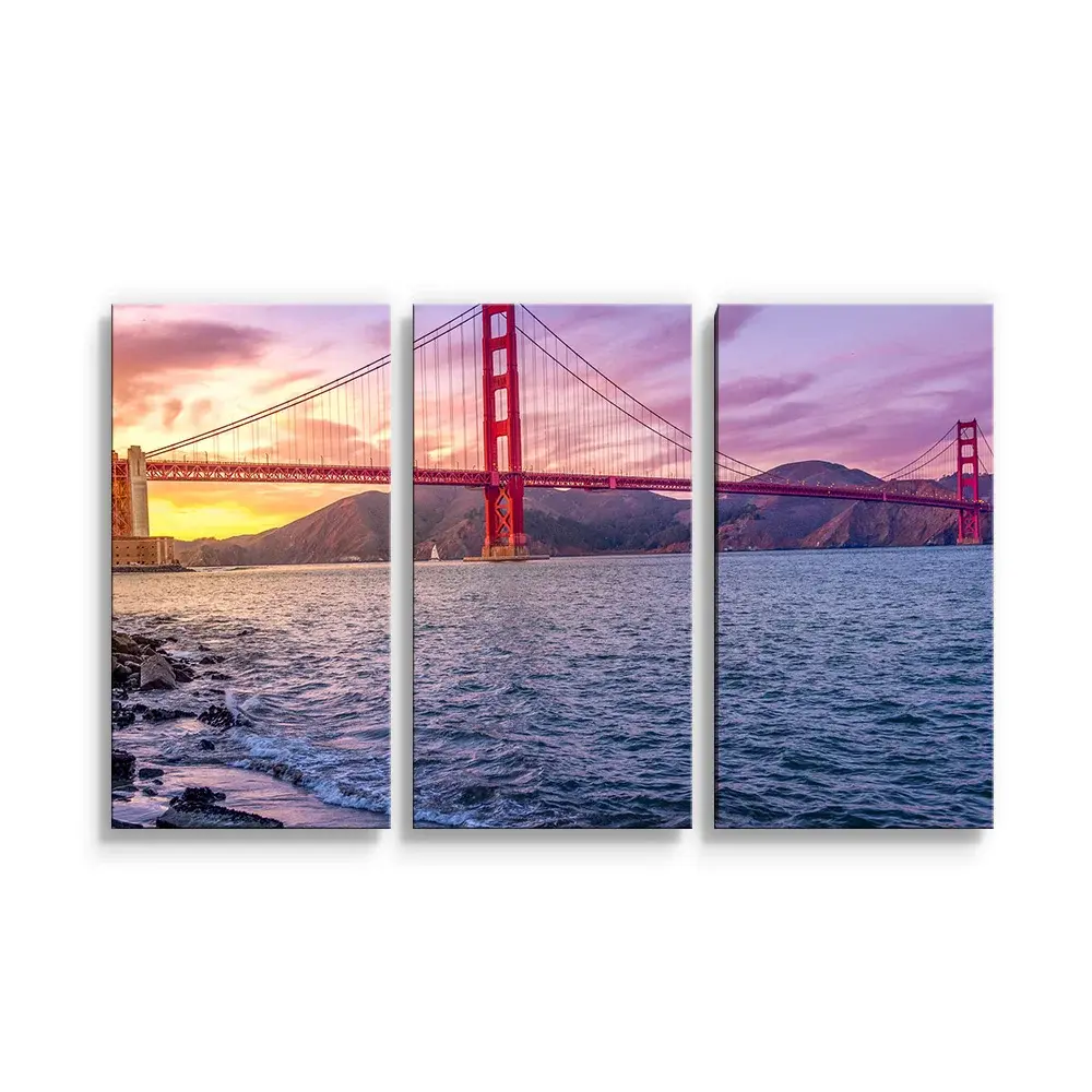 Obraz - 3-dílný Golden Gate 5 - 120x80 cm