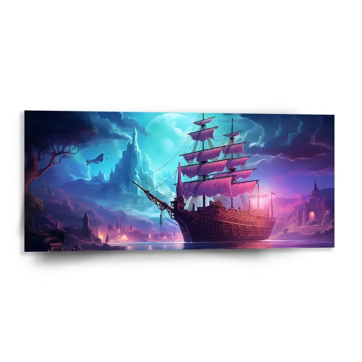 Obraz Magická plachetnice pod měsícem - 110x50 cm