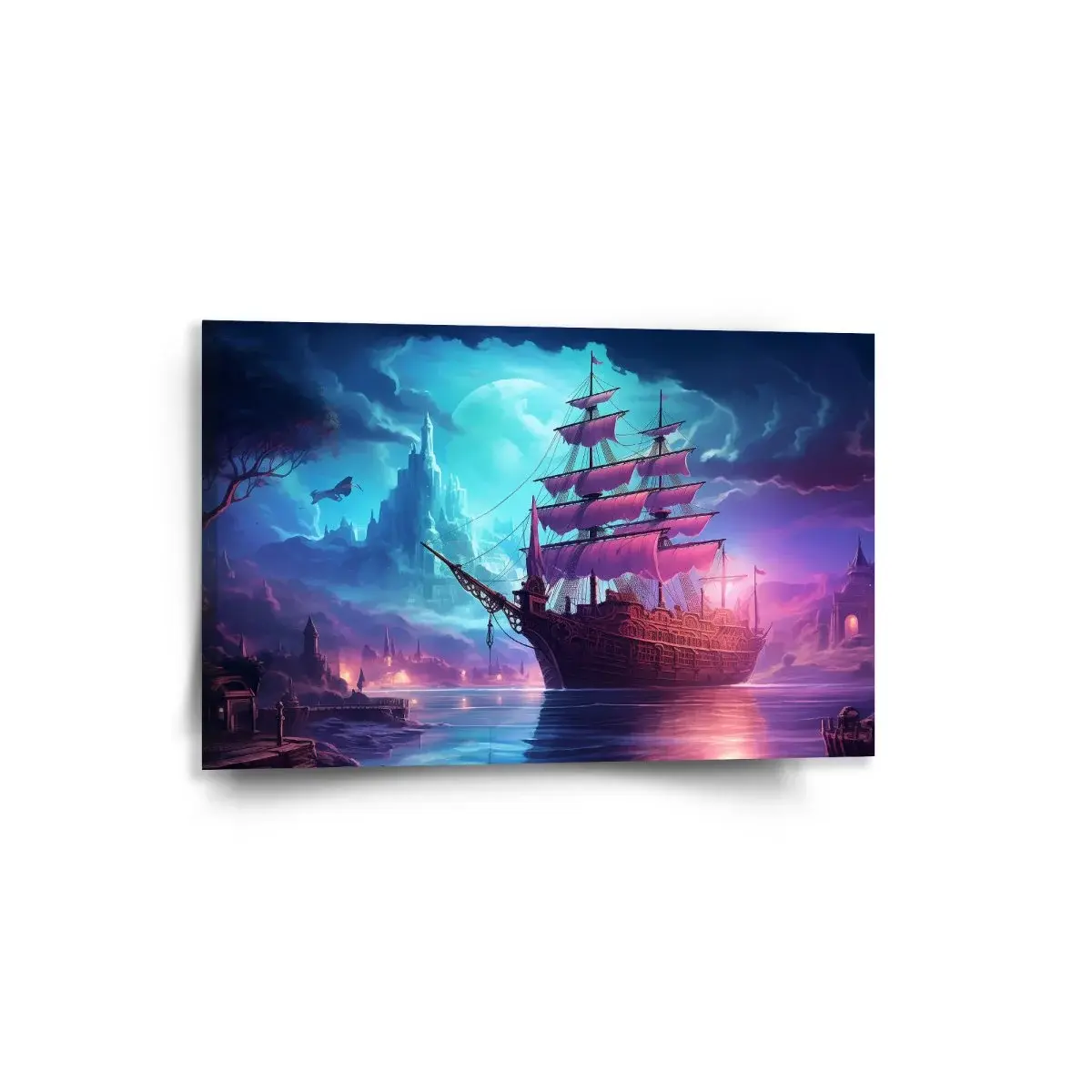 Obraz Magická plachetnice pod měsícem - 60x40 cm