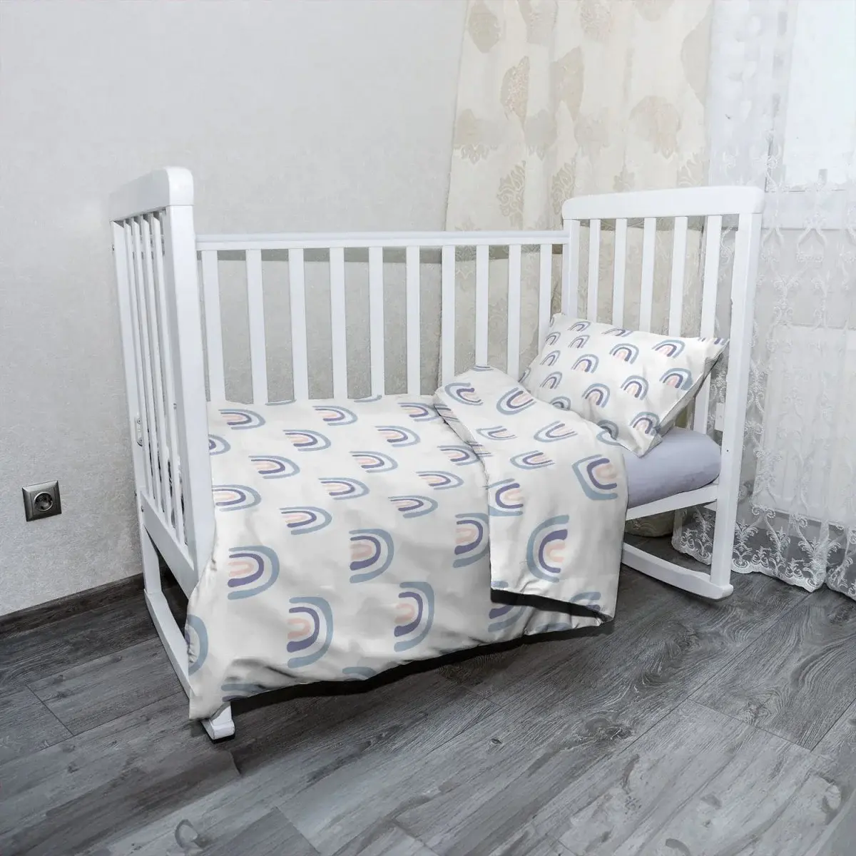 Mikroplyšové dětské povlečení do postýlky Duha - 130x90 / 40x60