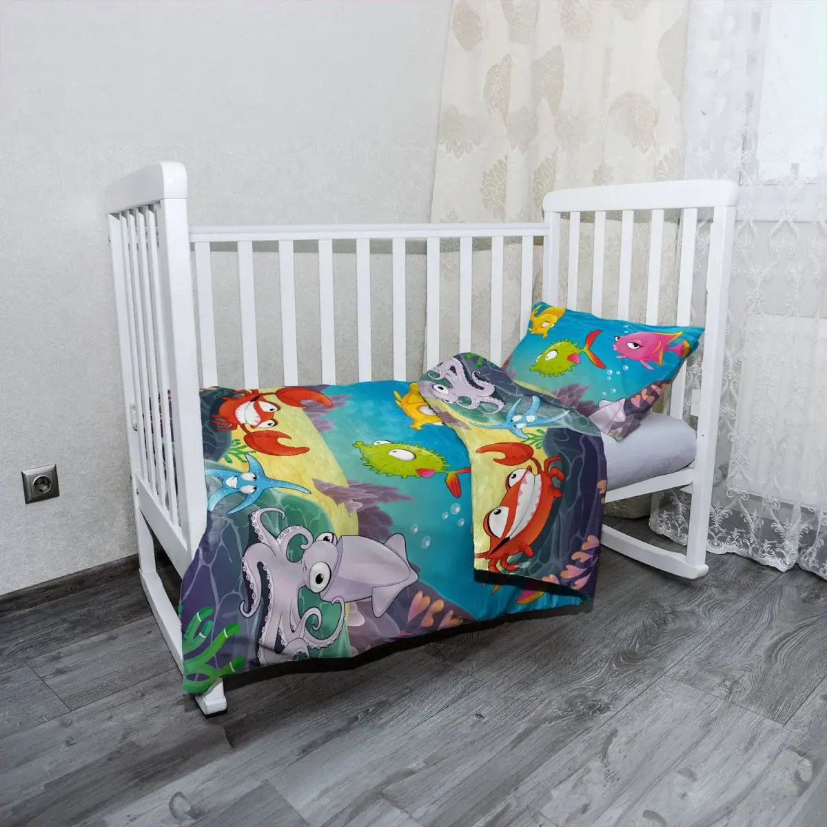 Mikroplyšové dětské povlečení do postýlky Podmořský svět 2 - 120x90 / 40x60