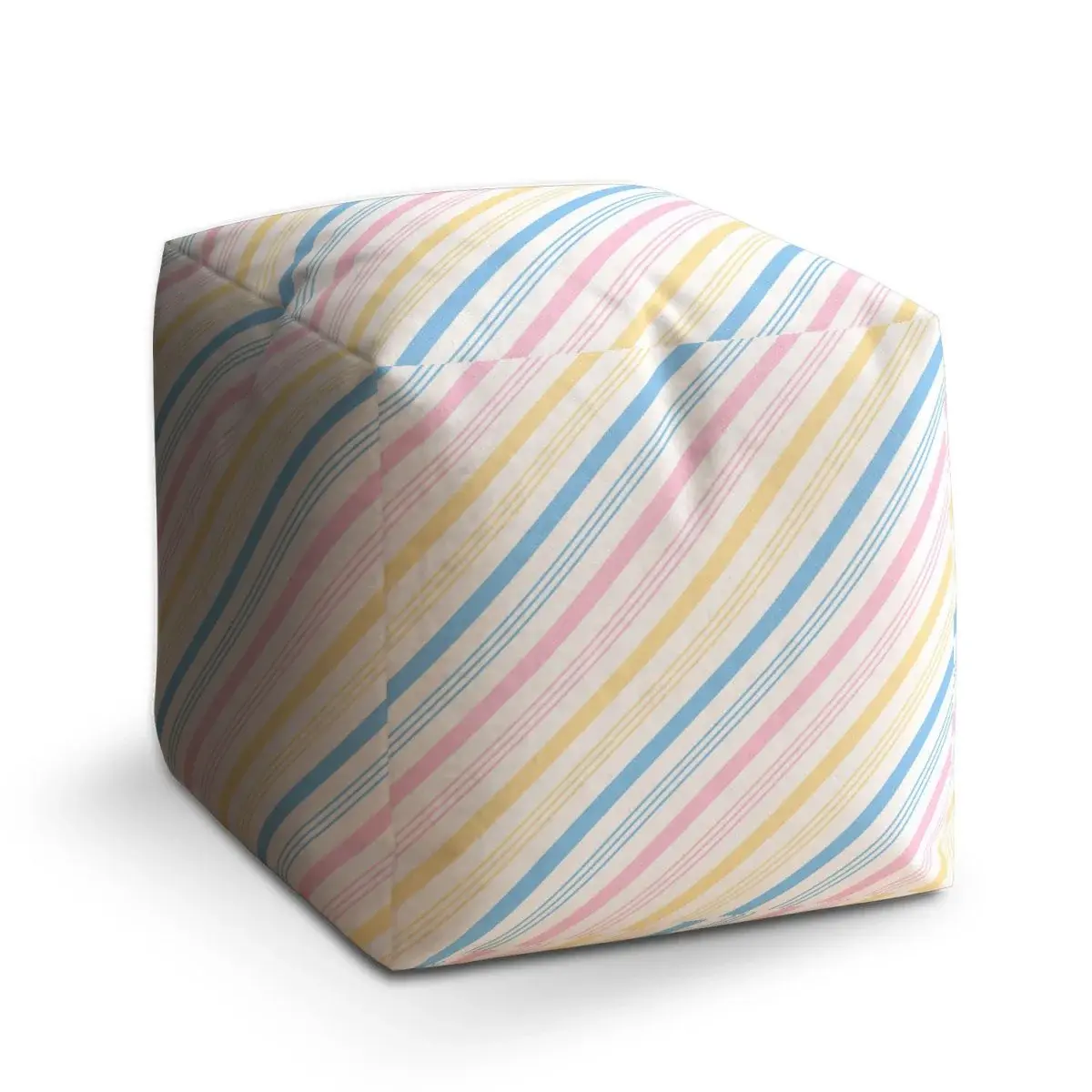 Taburet Cube Tříbarevné pruhy - 50x50x50 cm