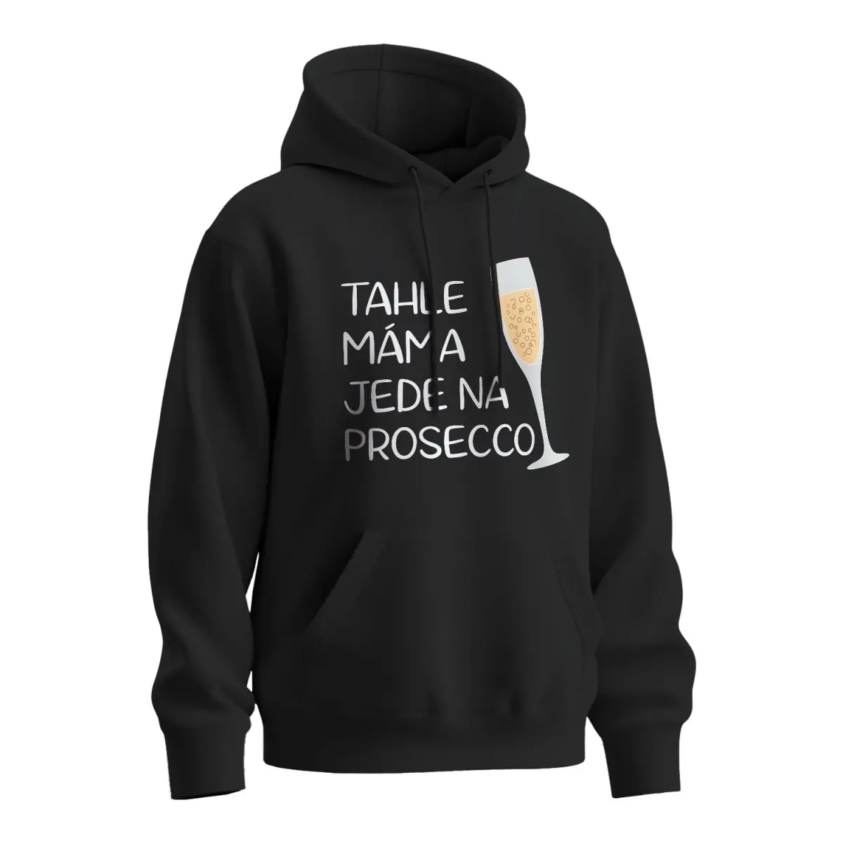 Mikina s potiskem pro maminku Tahle máma jede na prosecco - černá XL